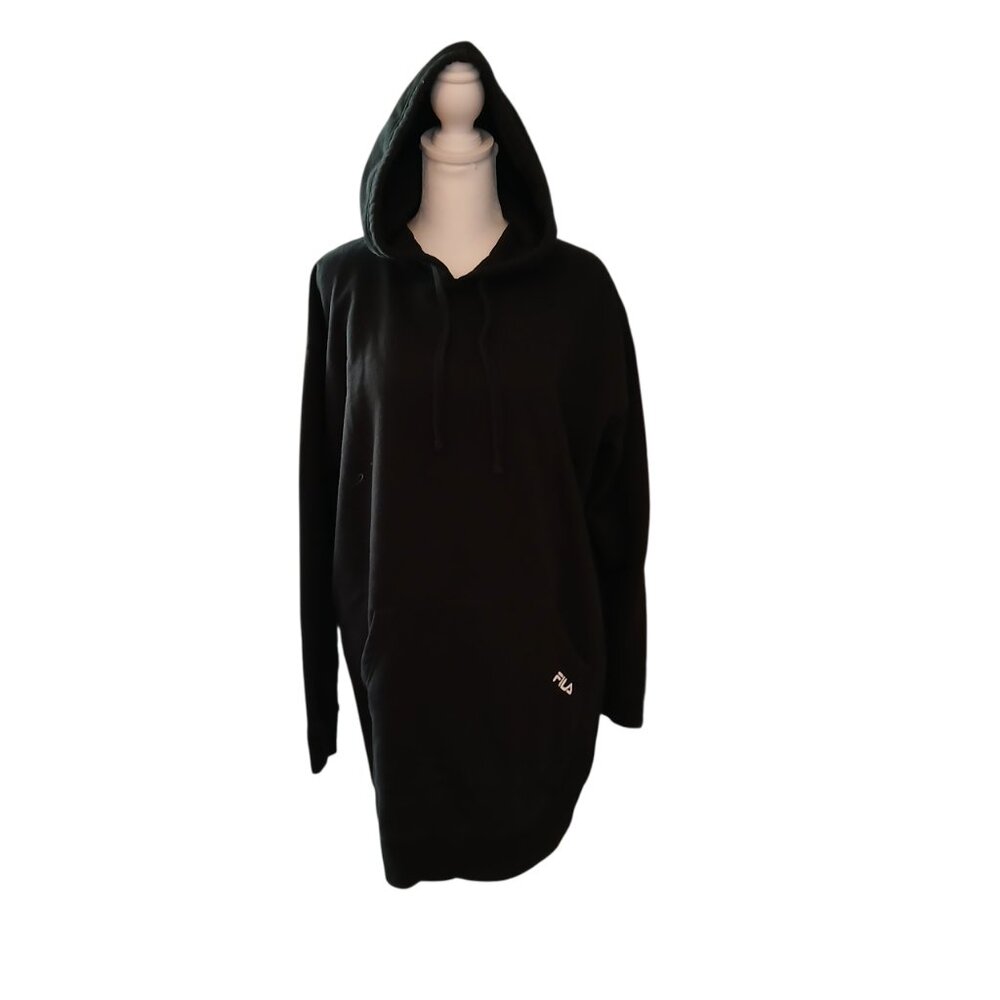 Fila black long cotton blend pullover hoodie size M